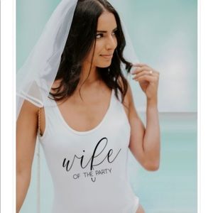 “Wife of the party” bachelorette party one piece swimsuit
